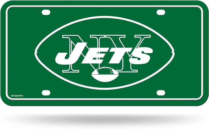 NFL Football New York Jets Retro Logo Metal Auto Tag 6" x 12" - Great for Truck/Car/SUV
